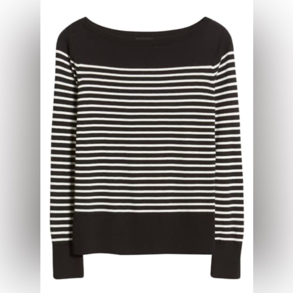 Halogen striped bateau tneck long sleeved sweater size XL